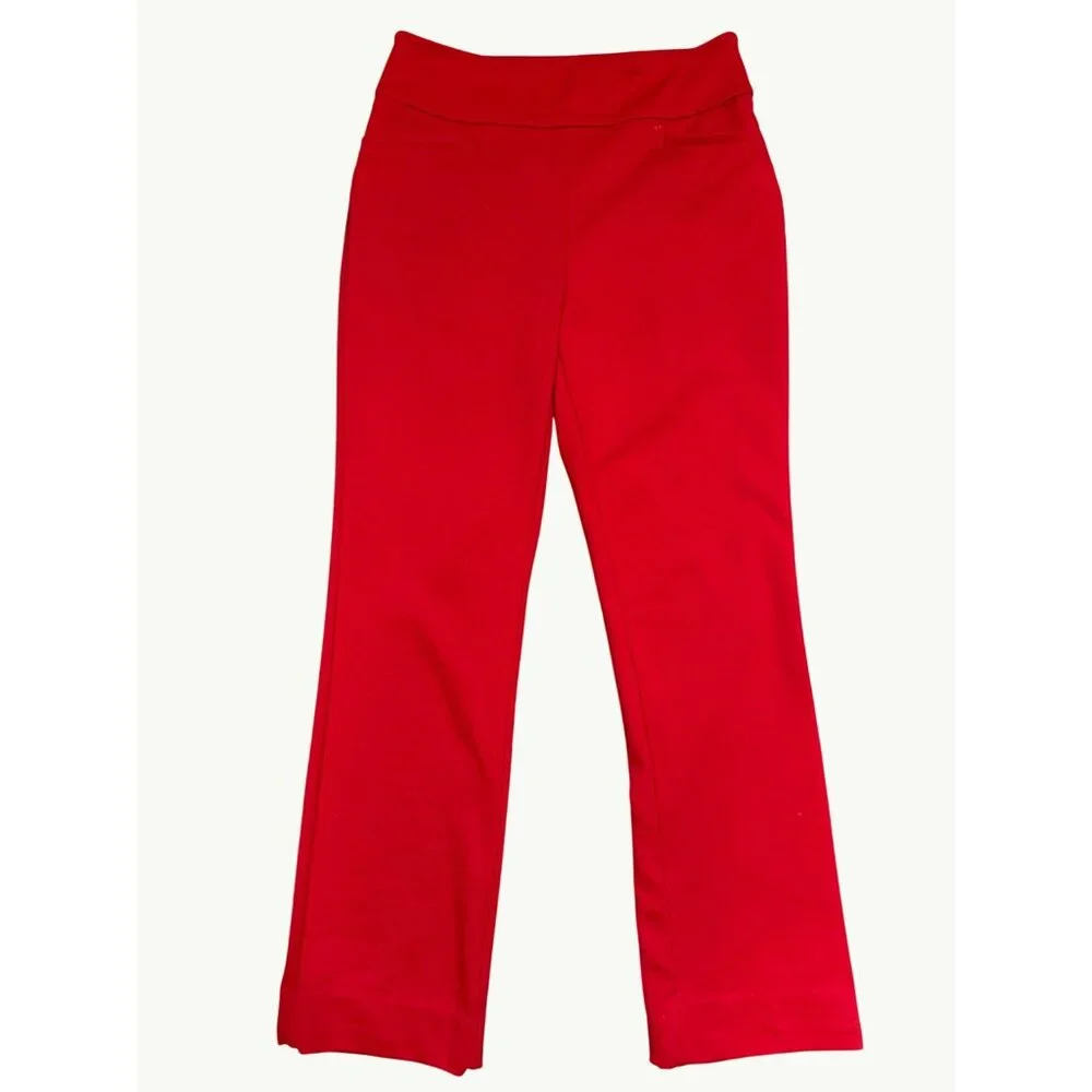 7th Avenue Design Studio Medium Red Pants Bold Chic Trousers Wide Leg Retro Chic - Picture 3 of 10
